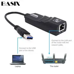 Basix USB Ethernet адаптер USB 3,0 до RJ45 1000 Мбит/с Ethernet Соединительная плата локальной компьютерной сети для Windows 10 8 7 XP MAC OS ноутбук ПК компьютер