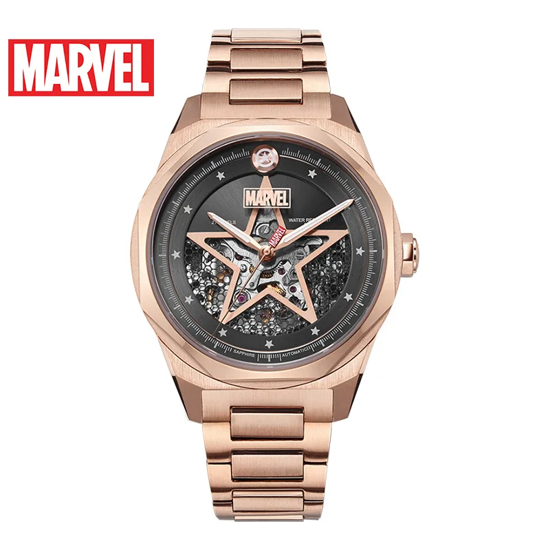 Часы MARVEL мужские механические с отверстиями из нержавеющей стали модные Круглые