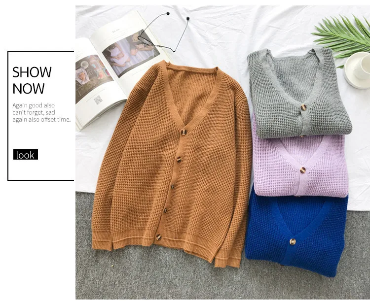 2019 Весна и лето новое поступление китайский стиль ленивая пара повседневная свободная Большой размер плотый вязаный кардиган свитер Мода