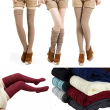 Calcetines por encima de la rodilla de algodón para mujer, Medias largas cálidas hasta el muslo, Sexy, invierno, 2018