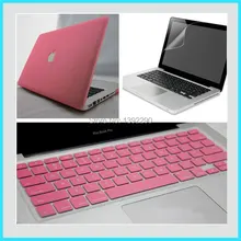 

3 in1 Pink Rubberized Hard Case Cover For Macbook Pro 13 inch+Screen protector+Keyboard cover