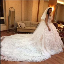 Sweetheart Wedding Dress 2016 Unique Tiered Ruffles Ball Gown Wedding Dresses Cathedral Train Robe De Mariage Vestidos De Noiva