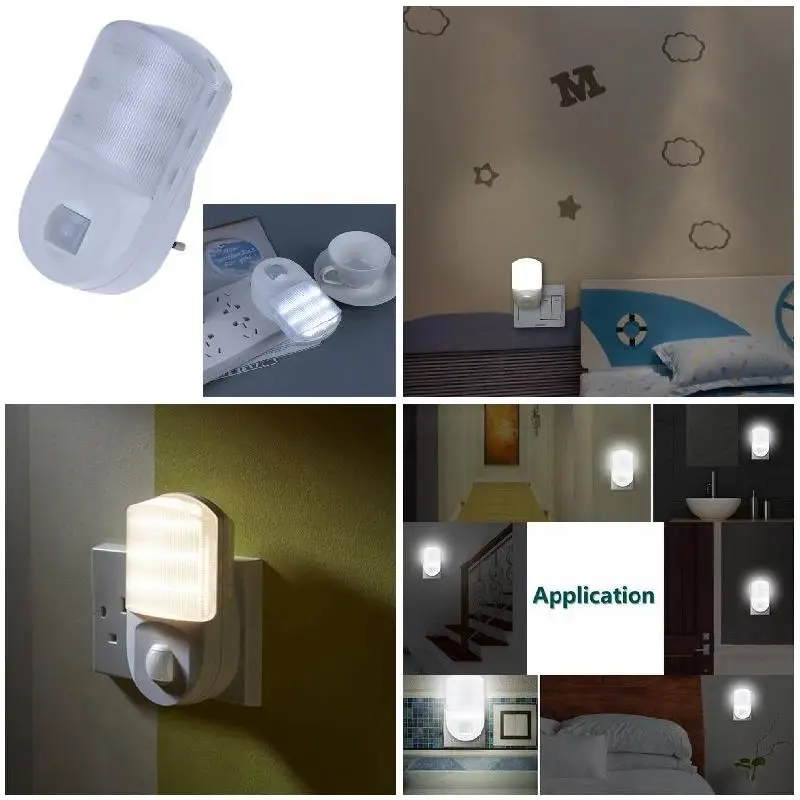 

9 LED PIR Motion Sensor Night Light Home Hallway Bedroom Socket Wall Lamp EU Plug HVR88