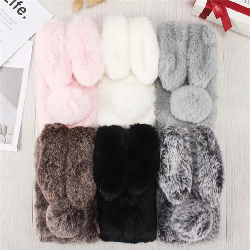 

Cute 3D Rabbit Doll Plush Cover For Moto E4 E4 Plus G5s G5s Plus G6 Plus Case TPU Glitter Hairy Cover for Motorola X4 C Z3 Play