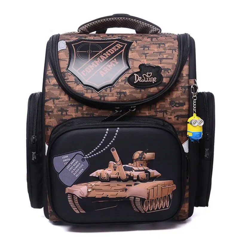 

Delune Grade 1-3 Children Orthopedic School Backpack Boys Aamouflage Tank Cartoon Car School Bags Shoes Bag Set Mochila Escolar