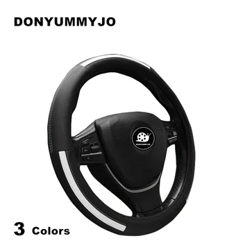 

DONYUMMYJO New Design Genuine Leather Steering Wheel Cover Sport Car Steering Wheel Covers Breathable Car Accessories