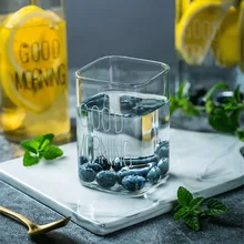 Ins квадратная стеклянная кружка для воды 240 мл 400 мл хорошие утренние кофейные кружки винного цвета пара завтрака для сока молока прозрачная чашка