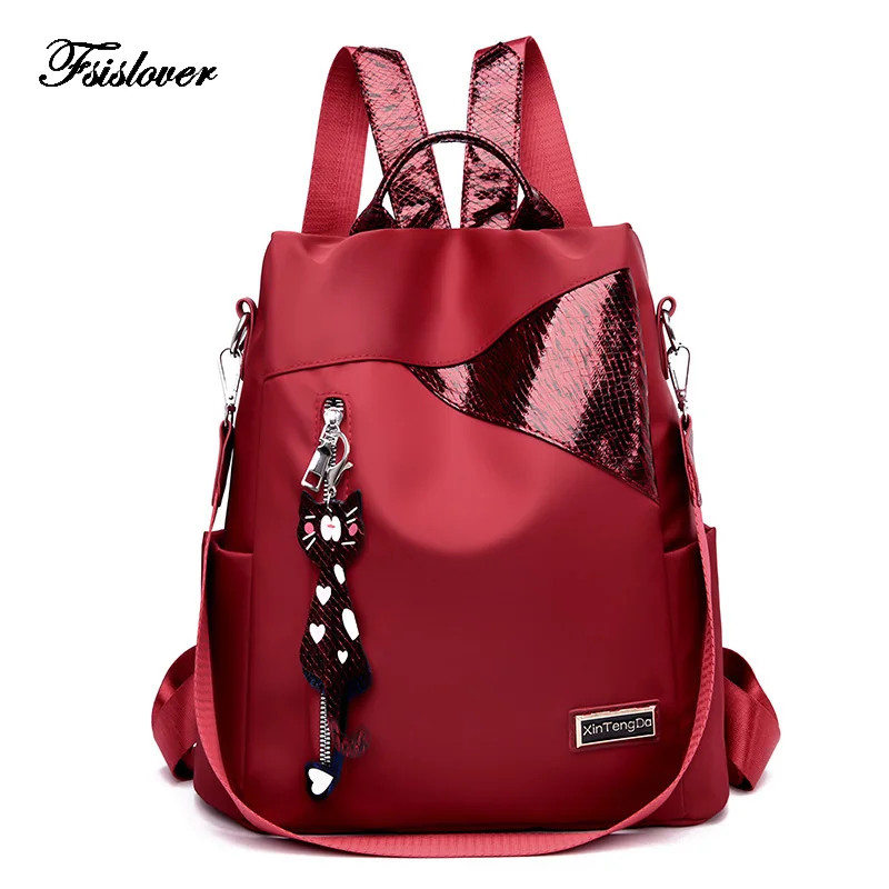 

2019 Simple style ladies backpack anti-theft Oxford cloth tarpaulin stitching sequins juvenile college bag purse Bagpack Mochila