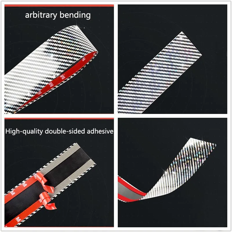 Car Stickers Laser 5D Carbon Fiber Rubber Styling Door Sill Protector Goods For KIA Audi Mazda Ford Hyundai etc Accessories 