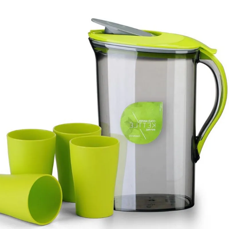 2.1L BPA free Pitcher Plastic Cold Water Container Kettle Water Jug Sets Canteens with for Home