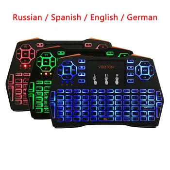 

2.4G Wireless Backlight Keyboard 4 Languages 3 Color Adjustable Touch Pad Remote Control for PC Laptop Android TV Raspberry Pi 3