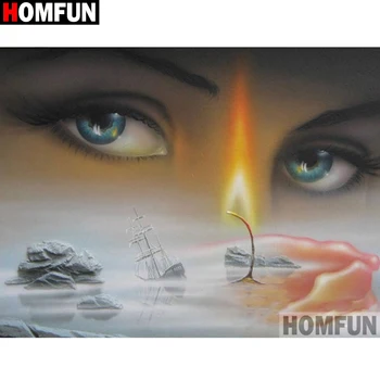 

HOMFUN Full Square/Round Drill 5D DIY Diamond Painting "Eye fire candle" Embroidery Cross Stitch 5D Home Decor Gift A16308