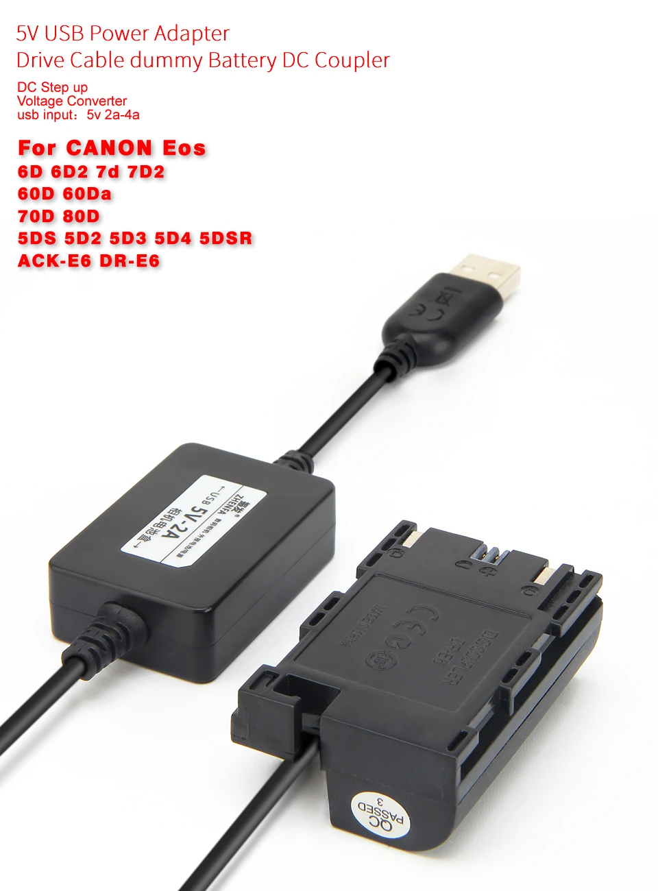 5 в Питание USB LP-E6 муляж батареи ACK-E6 DR-E6 адаптер питания для Canon EOS 5D Mark II III 5D2 5D3 6D 7D 60D 60D 70D 80D