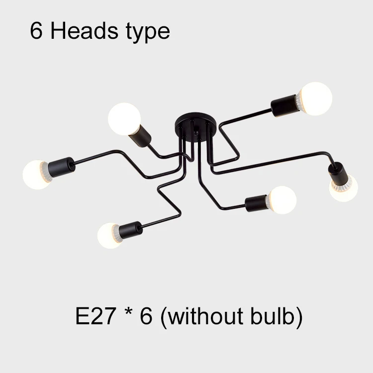 Промышленные лампы на потолок современные трубы Железный Человек-паук Винтаж Nordic потолочные светильники для Гостиная Спальня заподлицо 4/6/8 головок - Цвет корпуса: 6 Heads No bulb