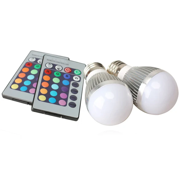 

Newest 2 Set of 3W E27 16 Color Change RGB LED Light Bulb Lamp with Remote Control