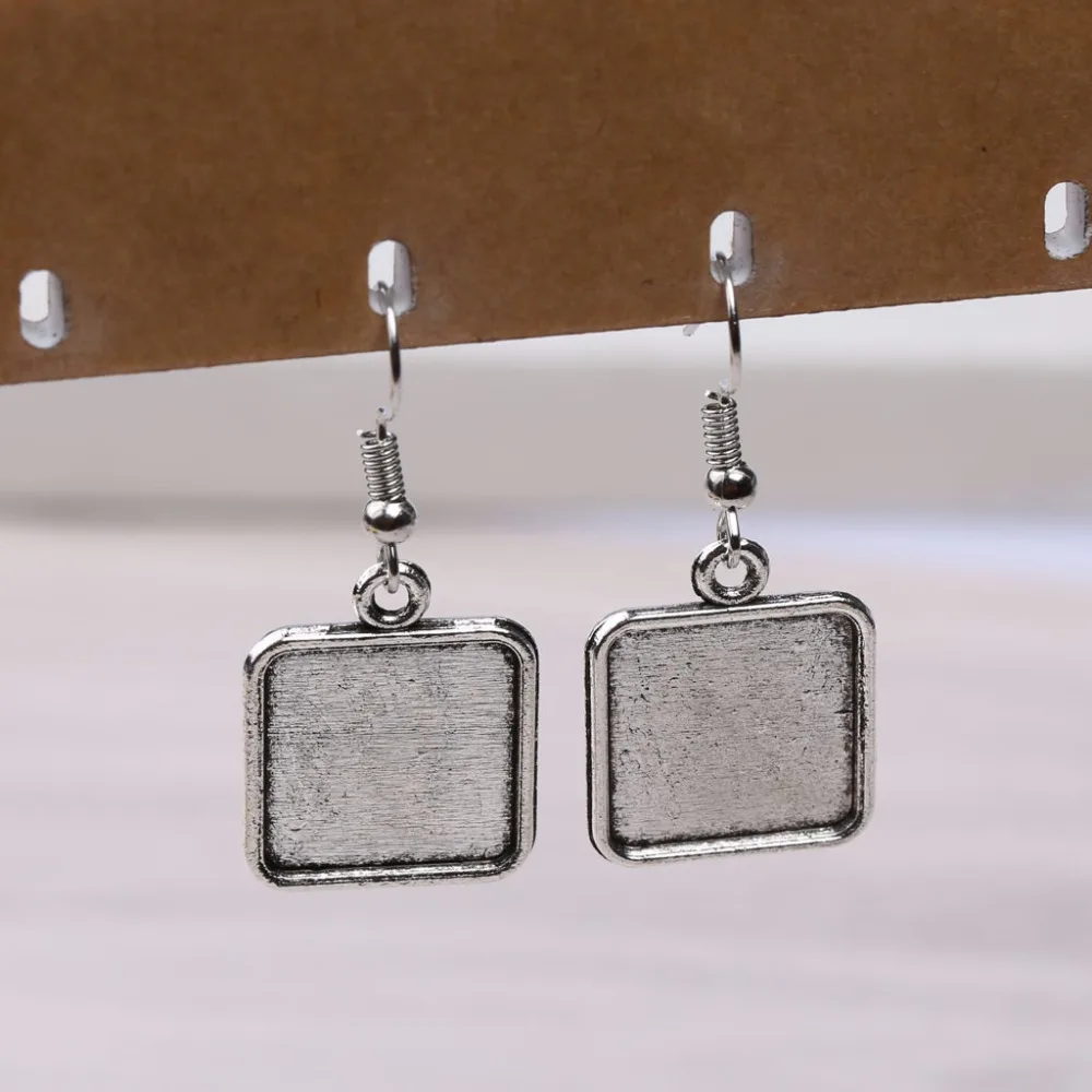 Arts, Crafts & Sewing Beading & Jewelry Making Home Newest Silver Plated Stud  Earrings with 15x15mm Square Bezel-20pcs christkindlmarket.com