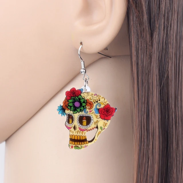 A Z Halloween Word halloween Skull Dangle Earrings Acrylic
