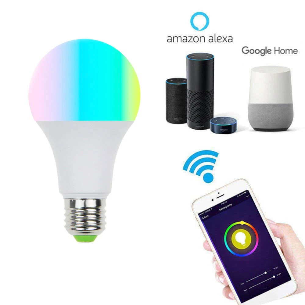 

E27 E26 Smart WIFI Bulb RGB RGBW Dimmable LED Bulb Light Alexa Google Home 16 Million Colours Multicolor Group LED bulb Light
