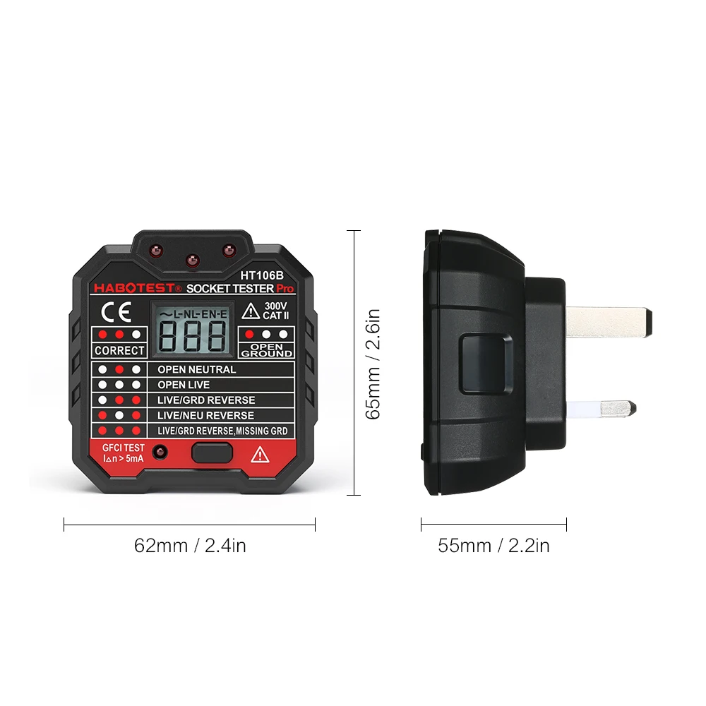 HT106B HT106D HT106E цифровой дисплей Розетка тест er Разъем полярности фазы контрольный