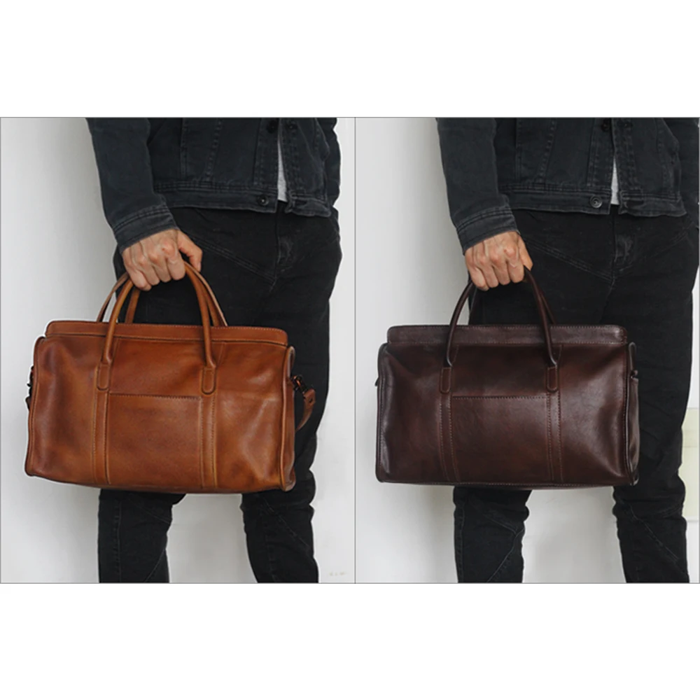 

Men's Retro Real Leather Weekender Duffel Overnight Bag Carry On Luggage luggage bag