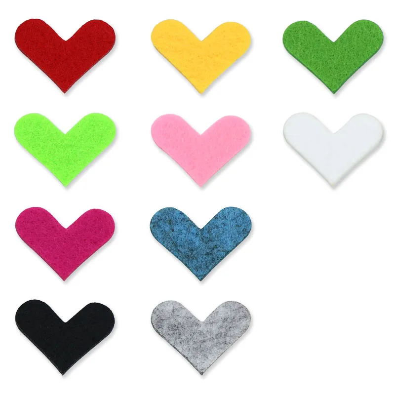 

(100pcs/ lot)Large Sharp Heart Colorful Felt Pads for 35mm Heart Perfume Aromatherapy Locket Essential Oil Diffuser Locket