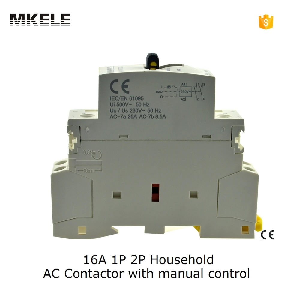 CT 16A 2P din-рейка обмотка контактора AC 220V 110V 24V с ручным управлением Модуляризация 2NC