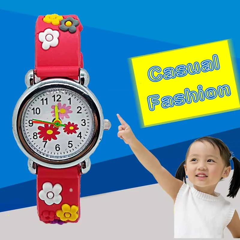 Модные 3D Красочные часы с цветочным орнаментом для детей подарок для девочек часы повседневное непромокаемые кварцевые наручные часы Relogio