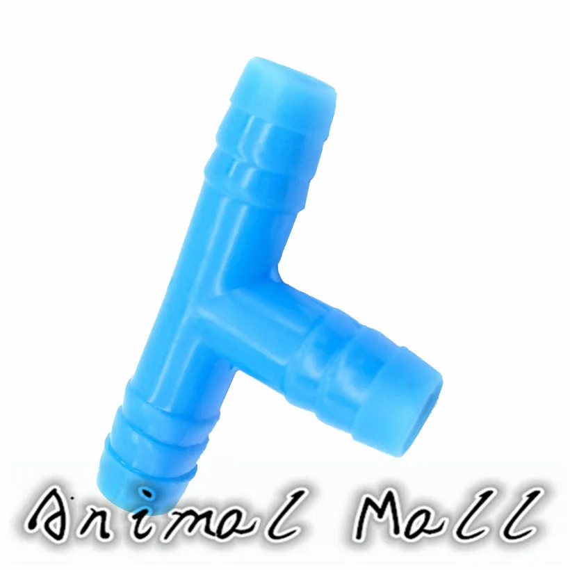50 pcs Plastic Tee Diameter 8 mm Bird Rabbit drinking waterer pipe Blue