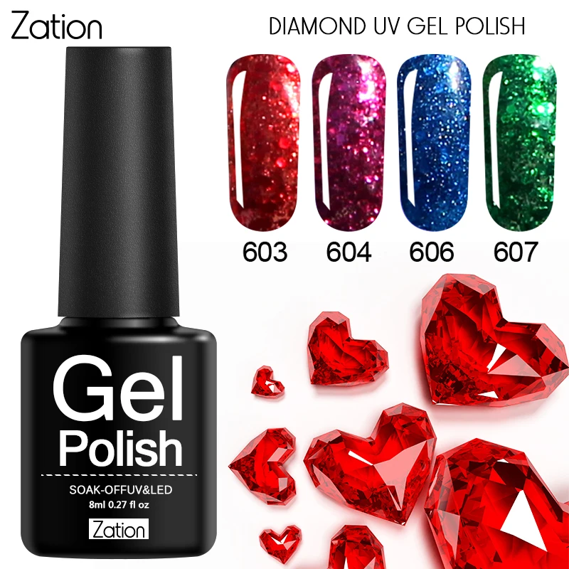 

Zation Glitter Sequins Diamond Rhinestones for Nails Design UV Gel Varnish Dry By UV LED Lamp Acrylic Lacquer Shining Gel Polish