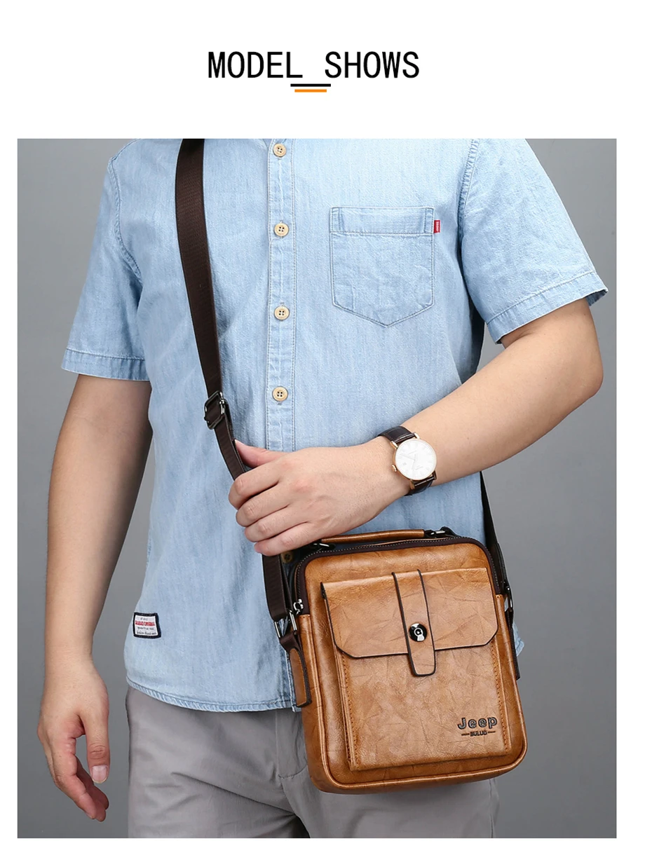 Мужская модная сумка из спилка jeep buluo, оранжевая сумка для документов, заплечная сумка для путешествий, дорожная сумка на плечевом ремне, все сезоны