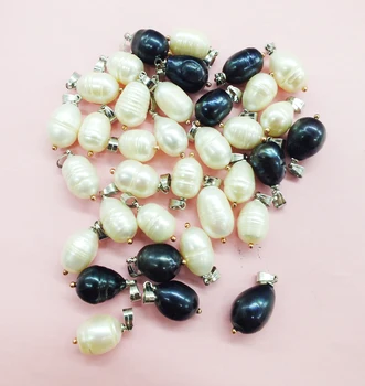 

Wholesale 50PCS 10-11MM White and black Natural Sea Baroque Pearl Pendant Very charming and delicate pearl pendant
