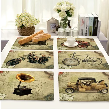 

CAMMITEVER Restro Bike Motorcycle Classic Car Dinner Mats Placemat Bar Mat Plate Mat Rectangle Table Mat Set Kitchen Hot Pads