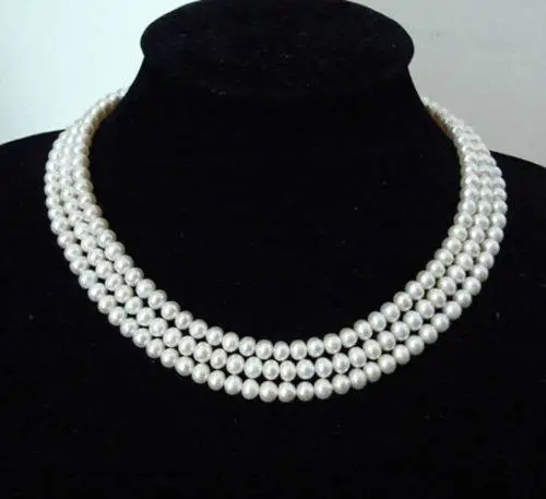 

FREE SHIPPING HOT sell new Style >>>>Pretty! 3 Rows 8-9mm White Akoya Pearl Necklace AAA Grade Charms jewelry BV238