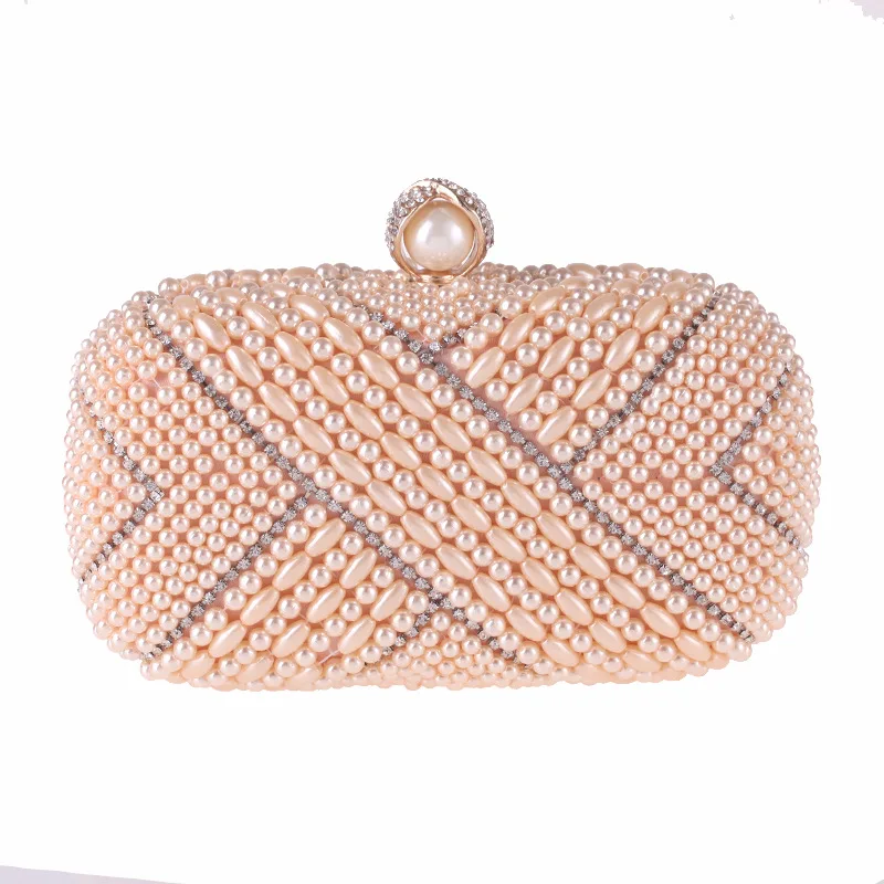 New Fashion Women's Evening Party Clutch Handbag Elegant Pearl Beading Crystal Flap Fit Dress Shoulder Bag Black White Champagne New Fashion Women's Evening Party Clutch Handbag Elegant Pearl Beading Crystal Flap Fit Dress Shoulder Bag Black White Champagne