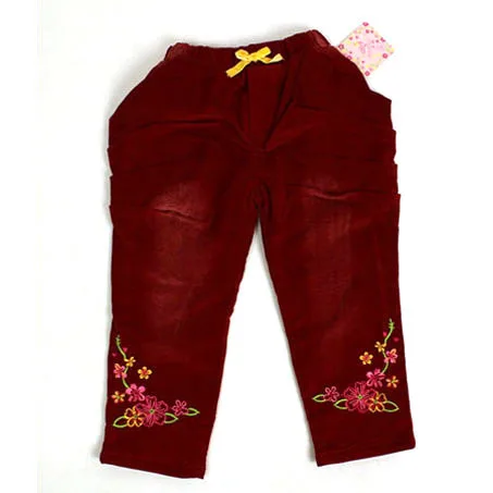 Childrens Pants Girls Trousers Kid Clothings Flowers Embroidery On Red Corduroy Baby Free Shipping Childrens Pants Girls Trousers Kid Clothings Flowers Embroidery On Red Corduroy Baby Free Shipping