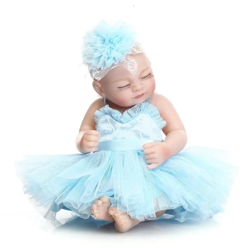 

Full body Silicone Reborn Baby Doll Toy Mini Newborn Sleep Babies Play House Bathe Shower Toy Birthday Gift Dolls Collection