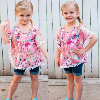 

Girls Toddler Baby Girls Kids Floral Tassel Beach Cover Ups Tops Kaftan Clothes