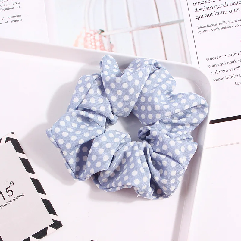 Cute Classic Scrunchie Stretch Headband Dot Plaid Scrunchies Women Elastic Hair Band Girls Hair Ties Striped Hair Accessories hair clips for fine hair