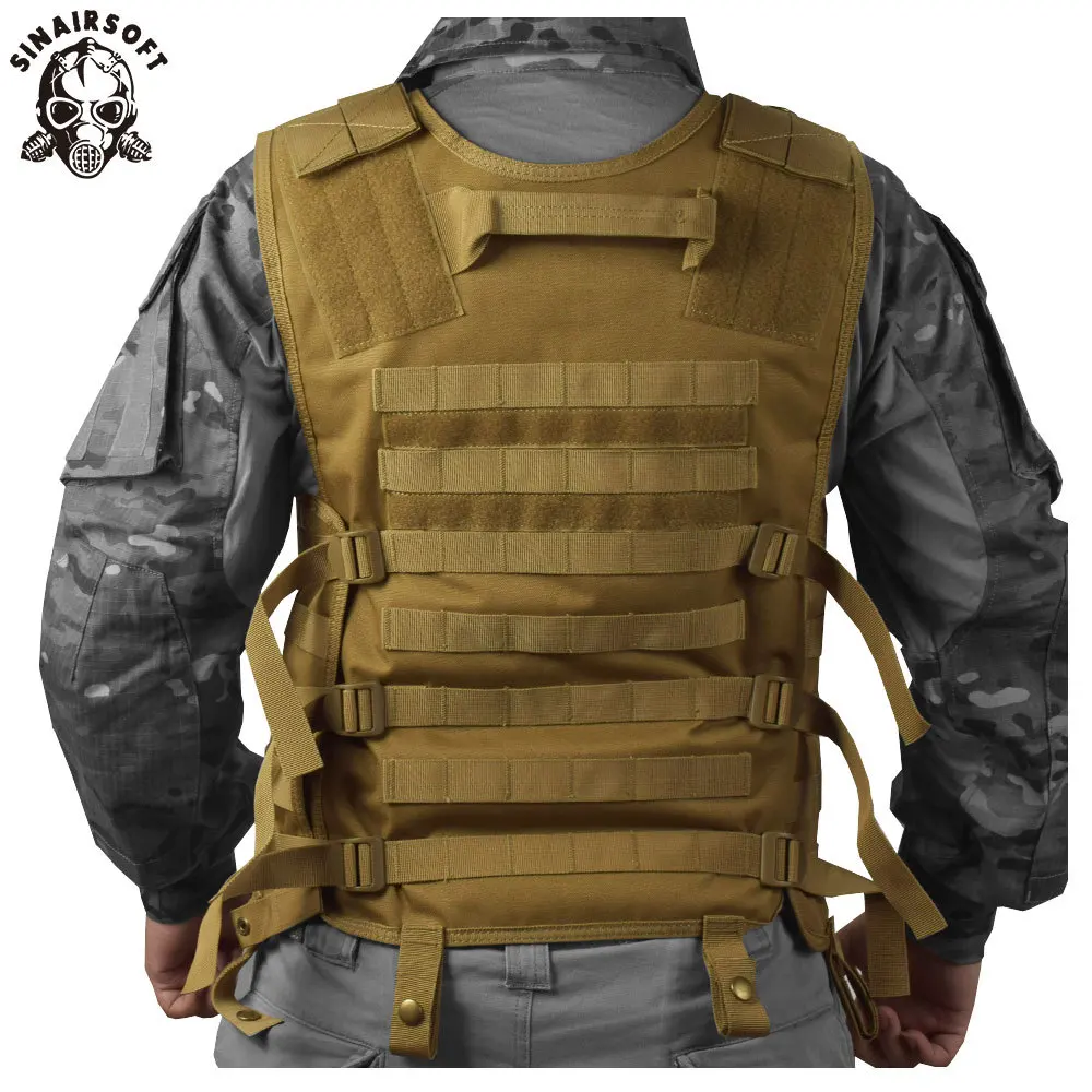 Gilet Tactique Réglable Airsoft/Paintball - Oxford 600D, Léger 0.8 Kg, Protection Poitrine - Noir/ Vert/ Marron
