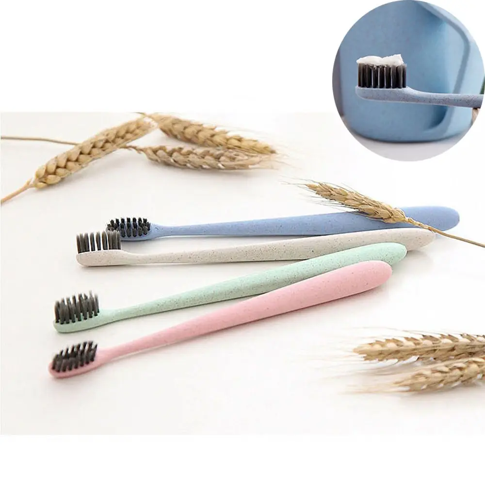 

1 Pcs Portable Wheat Bamboo charcoal Straw Natural Style Environmentally Smooth Soft Toothbrush Wheat Straw Teeth Cleaning Brush