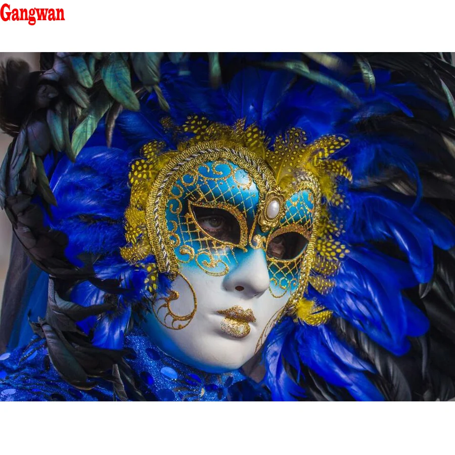 

DIY Diamond Painting Cross Stitch Kits woman mask 5D Square Rhinestones Pictures Diamond Embroidery Mosaic Crafts For Handmade