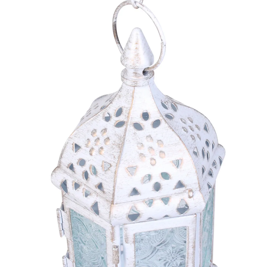 Classic Moroccan Style Tealight Candle Holders Glass Metal Hanging Lantern Candle Stand for Wedding Home Garden Decoration