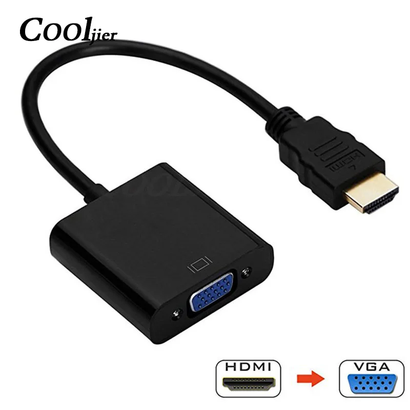 COOLJIER HDMI в VGA кабель конвертер цифровой аналоговый HD 1080P для ПК ноутбука планшета HDMI Мужской в VGA Famale конвертер адаптер