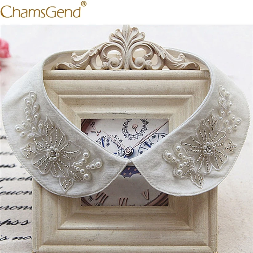 

Elegant Pearl Beading Floral Peter Pan Collar Detachable False Fake Collars Women Blouse Shirt Accessories 90514