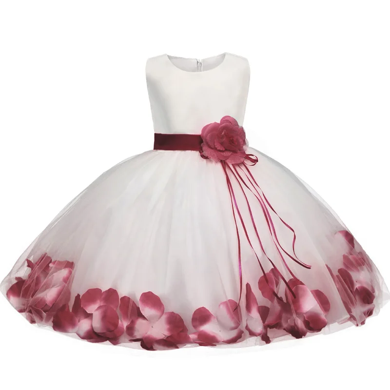 Цветок Платья для девочек для год одежда вечерние без рукавов для маленьких девочек большой бант принцессы Свадебное платье Детская Вечеринка Vestidos - Цвет: H