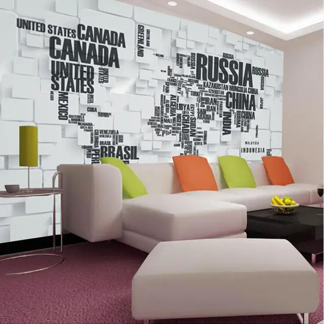 Great wall 3D map of the world wallpaper murals for living room office