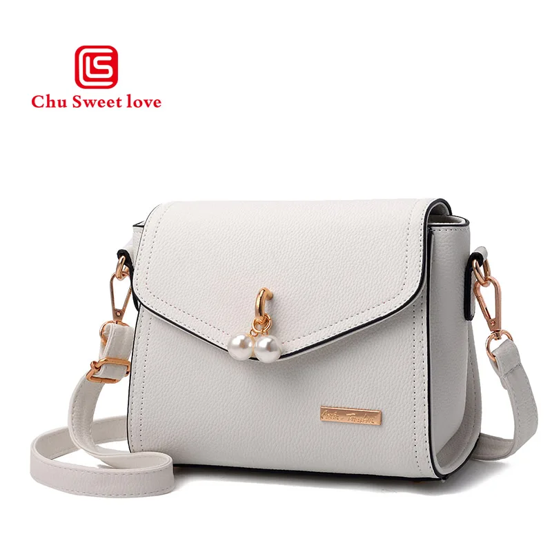 

New women's handbags leather PU shoulder bag new color pearl decoration buckle fashion charm a multicolor optional to you