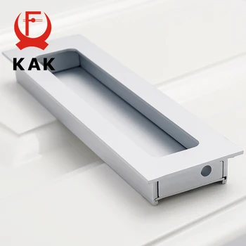 KAK Zinc Alloy Modern Embed Knobs Kitchen Cabinet Cupboard Door Drawer Hidden Handles Wardrobe Hidden Pulls Furniture Hardwre