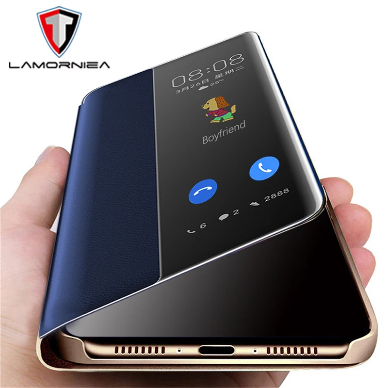 Smart Clear View Flip Phone Case For Huawei P30 P20 Mate 20 Pro Leather Protective 9 10 Shockproof Cover | Мобильные телефоны и