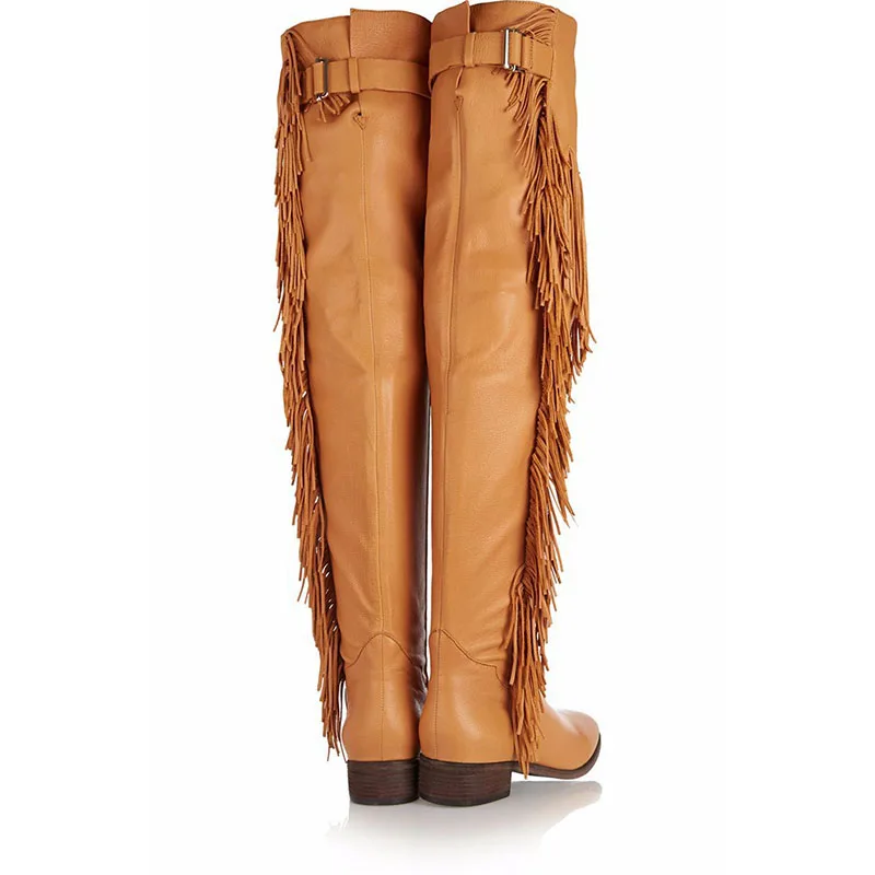 El Europeo 2 Elegir Themost Hasta Colores Y Botas Estilo Tela Pu Americano Fringe Rodilla Para Mujer La 8R71q8O